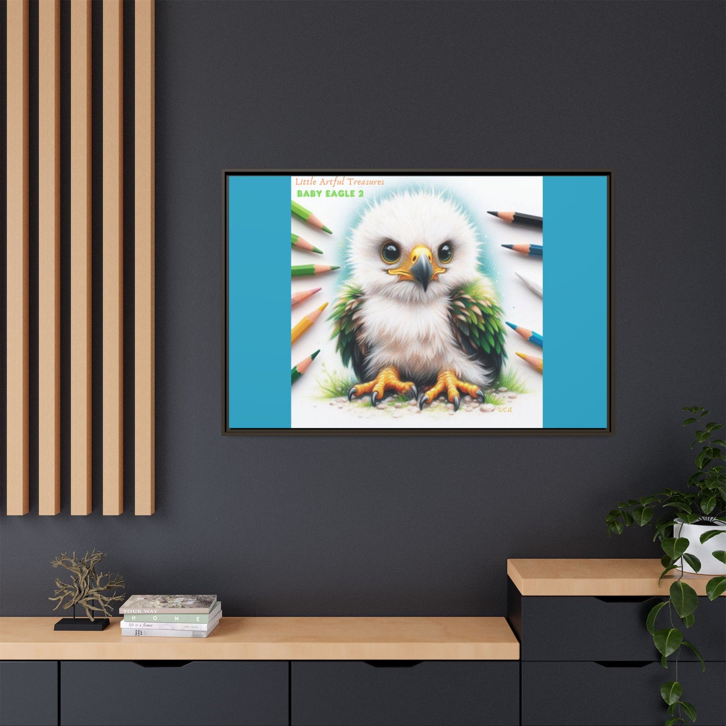 "Little Artful Treasures" Collection - Framed Canvas Wall Art — "Baby Eagle 2" by vca