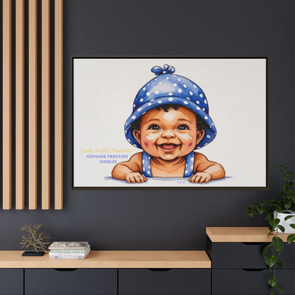 "Little Artful Treasures" Collection - 'Cupcake Frosting Giggles' by vca - Framed Baby Wall Art (Matte Canvas)