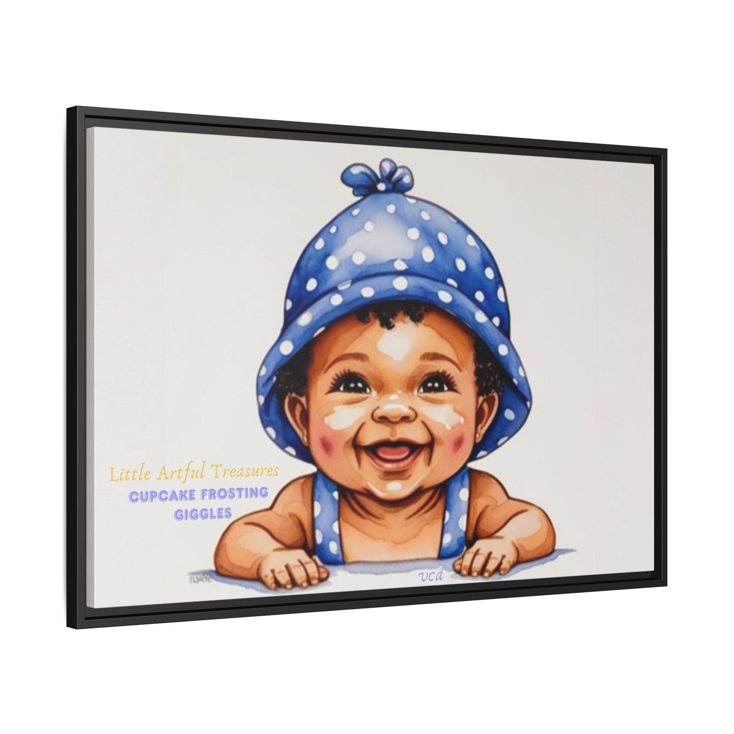"Little Artful Treasures" Collection - 'Cupcake Frosting Giggles' by vca - Framed Baby Wall Art (Matte Canvas)