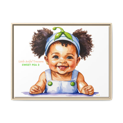 "Little Artful Treasures" Collection - Framed Canvas Print — "Sweet Pea 2" Baby Portrait by vca