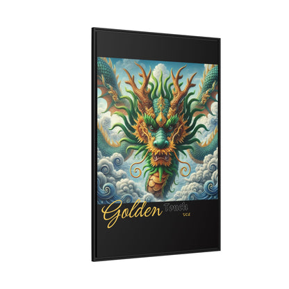 "Golden Touch" Collection - Framed Wall Art - " Gold & Emerald Flying Dragon" by vca