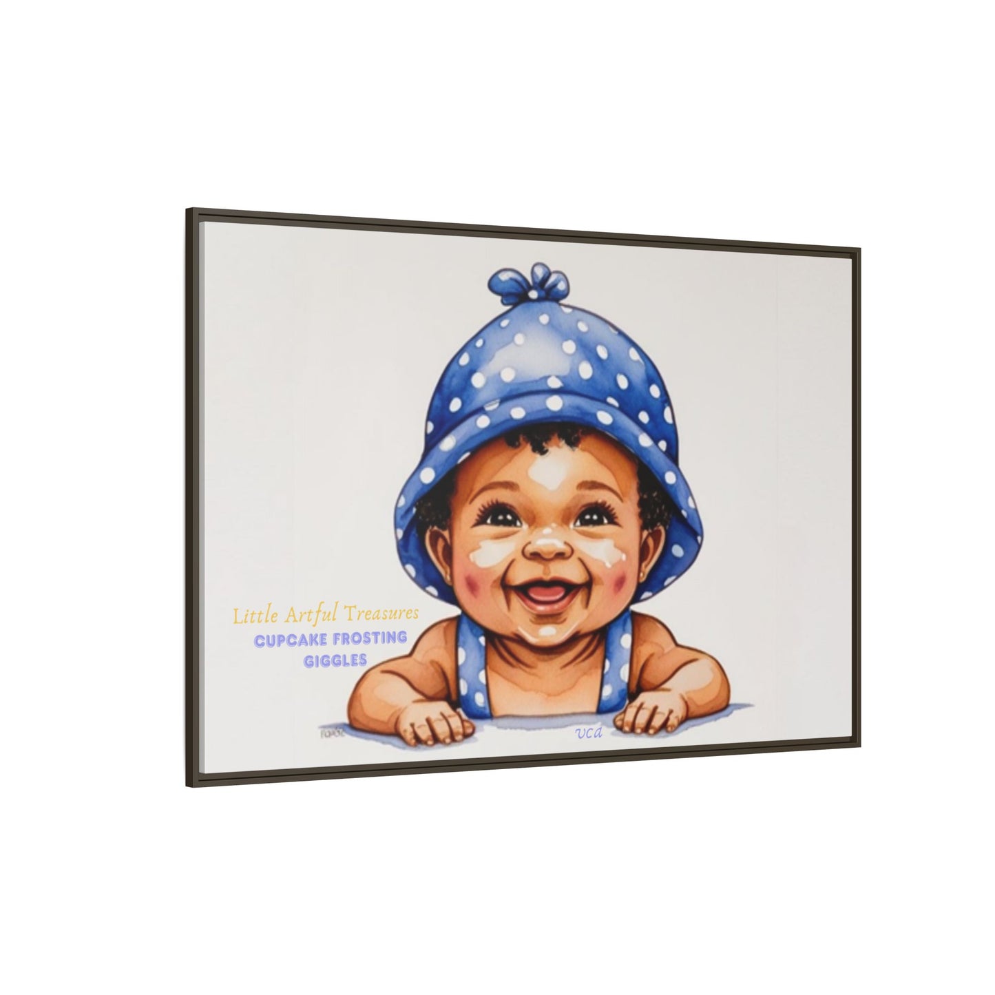 "Little Artful Treasures" Collection - 'Cupcake Frosting Giggles' by vca - Framed Baby Wall Art (Matte Canvas)