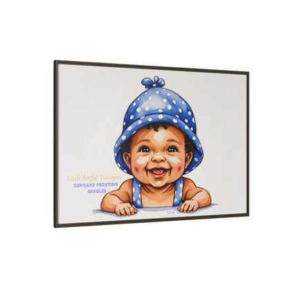 "Little Artful Treasures" Collection - 'Cupcake Frosting Giggles' by vca - Framed Baby Wall Art (Matte Canvas)