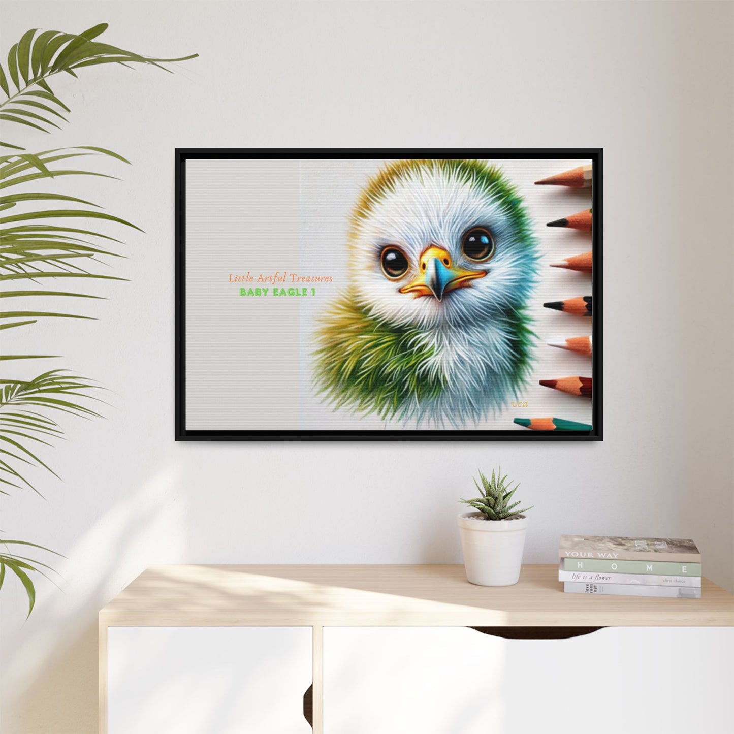 "Little Artful Treasures" Collection - Framed Matte Canvas - 'Baby Eagle 1' by vca
