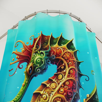 "Elevated Style" Collection - Colorful Seahorse Shower Curtain –