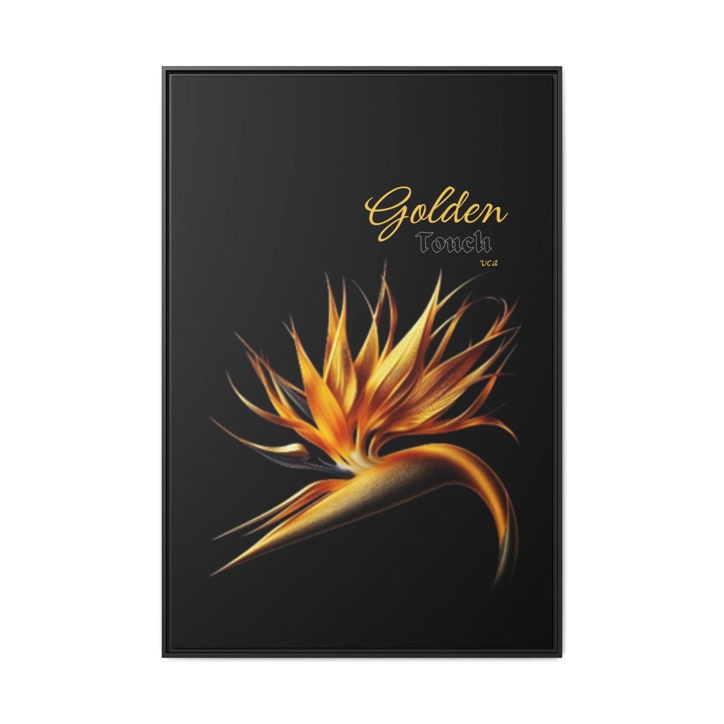 "Golden Touch" Collection - Matte Canvas, Framed Wall Art - 'Bird of Paradise 3" by vca