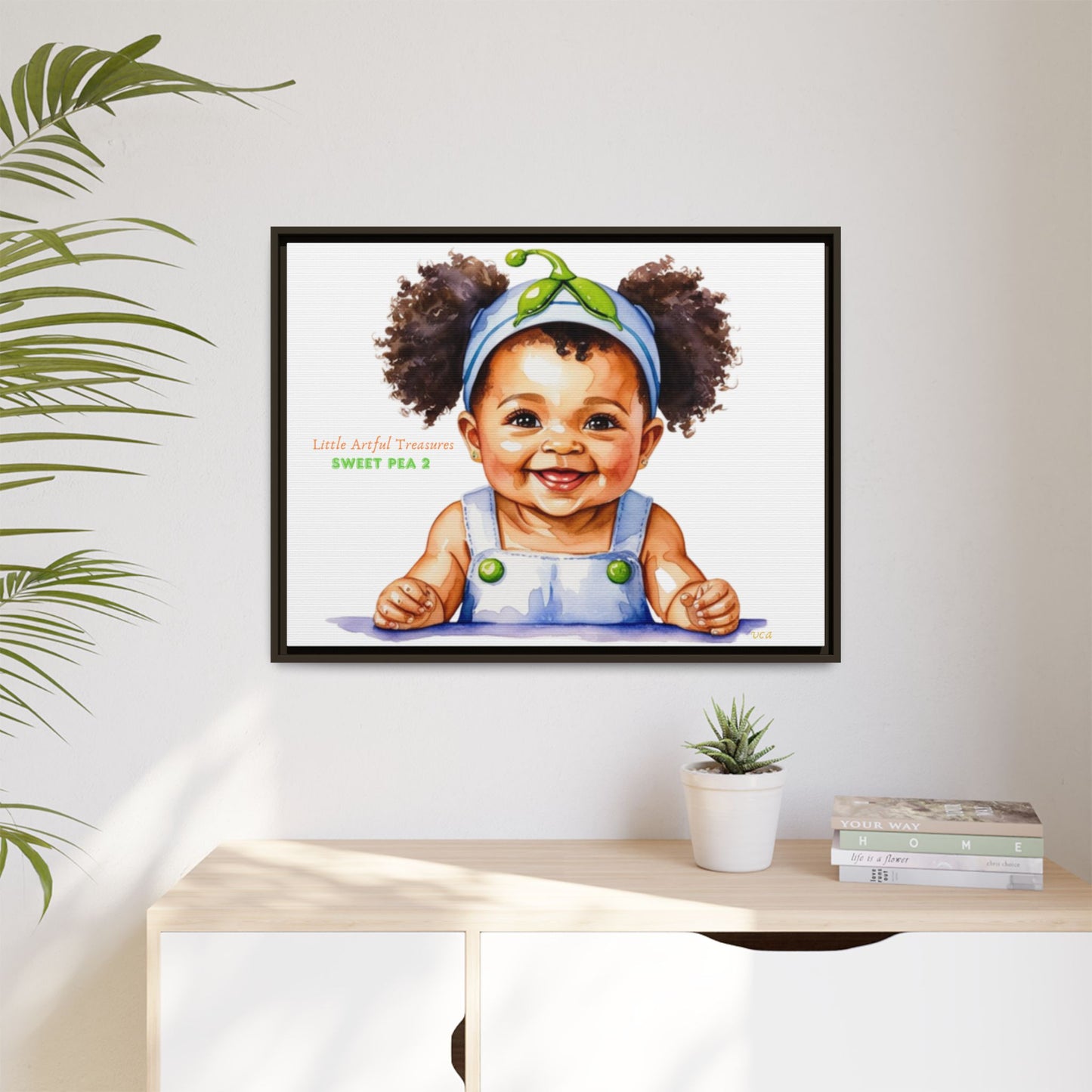 "Little Artful Treasures" Collection - Framed Canvas Print — "Sweet Pea 2" Baby Portrait by vca