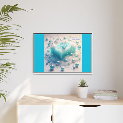 "Little Artful Treasures" Collection - Framed Matte Canvas Wall Art — 'Soap Bubbles' by vca - Blue