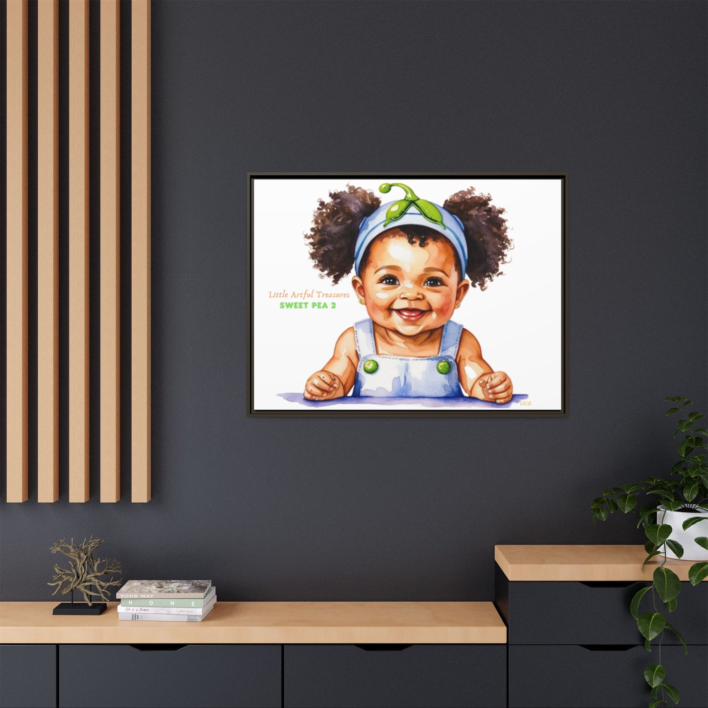 "Little Artful Treasures" Collection - Framed Canvas Print — "Sweet Pea 2" Baby Portrait by vca