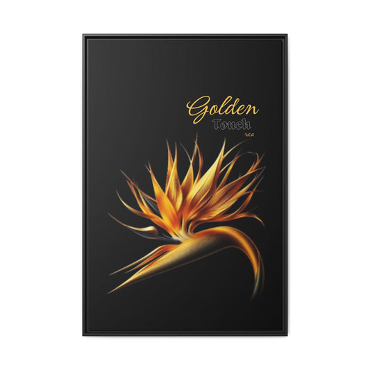 "Golden Touch" Collection - Matte Canvas, Framed Wall Art - 'Bird of Paradise 3" by vca