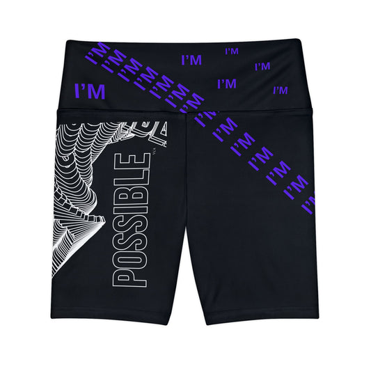 "Elevated Style" Collection - 'I'm Possible' design by vca - Designer Women's Workout Shorts