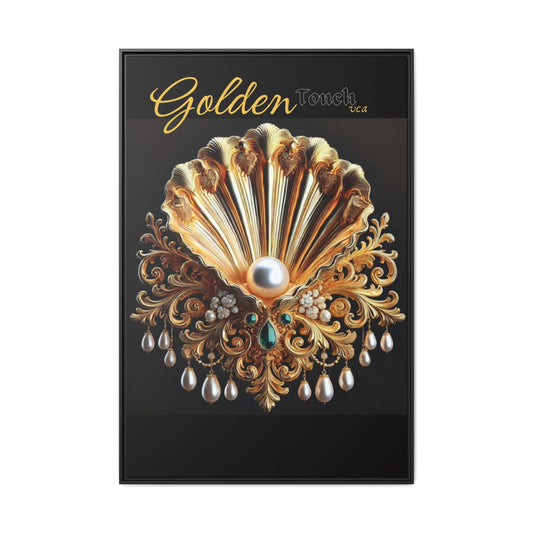 "Golden Touch" Collection - Framed Art Canvas - 'Emeralds & Pearls' by vca