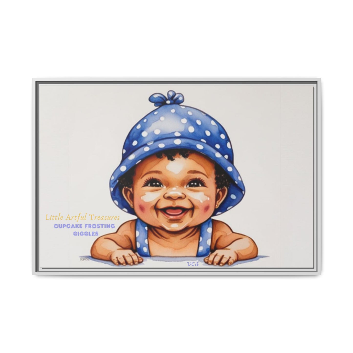 "Little Artful Treasures" Collection - 'Cupcake Frosting Giggles' by vca - Framed Baby Wall Art (Matte Canvas)