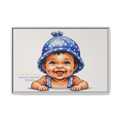"Little Artful Treasures" Collection - 'Cupcake Frosting Giggles' by vca - Framed Baby Wall Art (Matte Canvas)