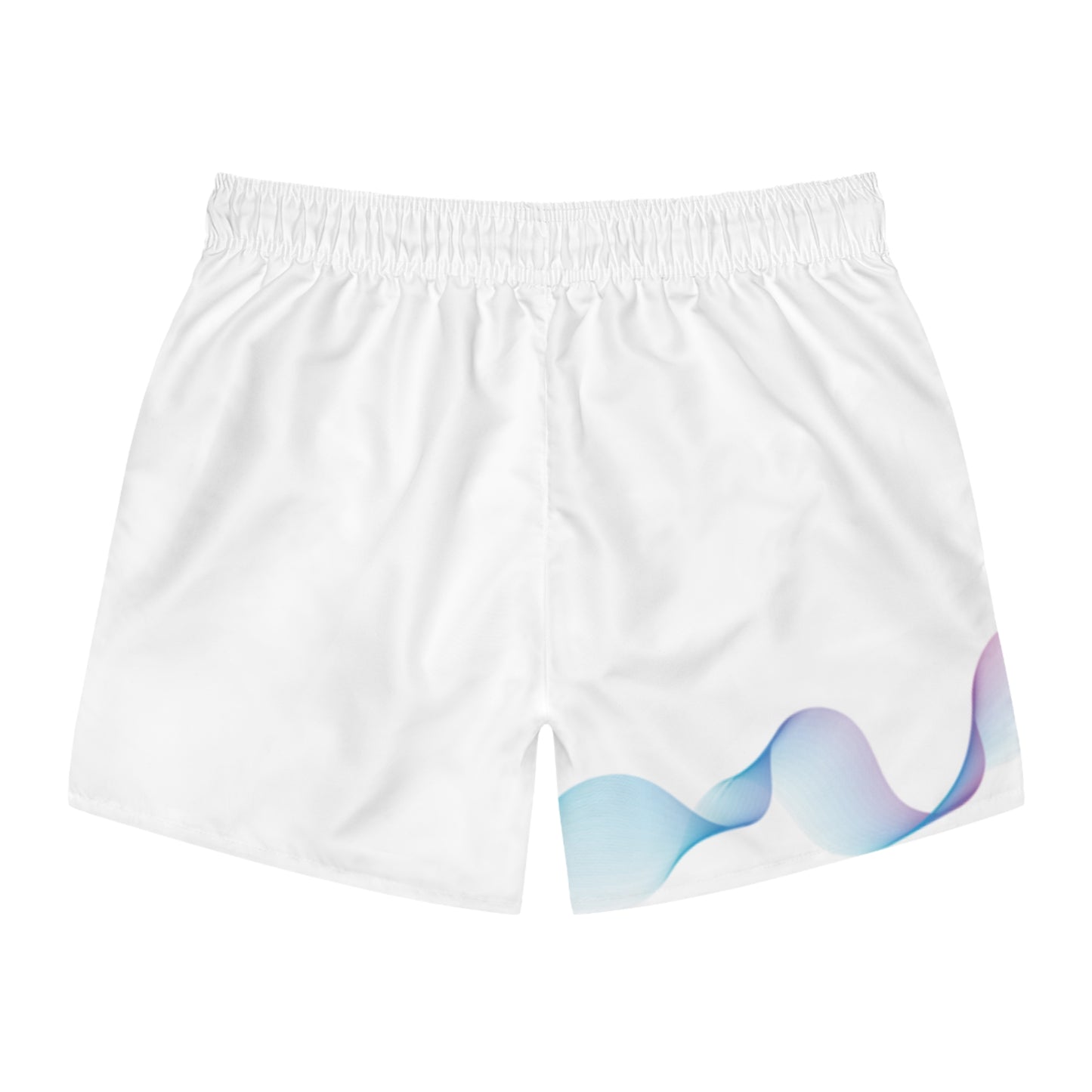 "Elevated Style" Collection - 'Coastal Echo' Designer Men's Swim Trunks (White) - by vca