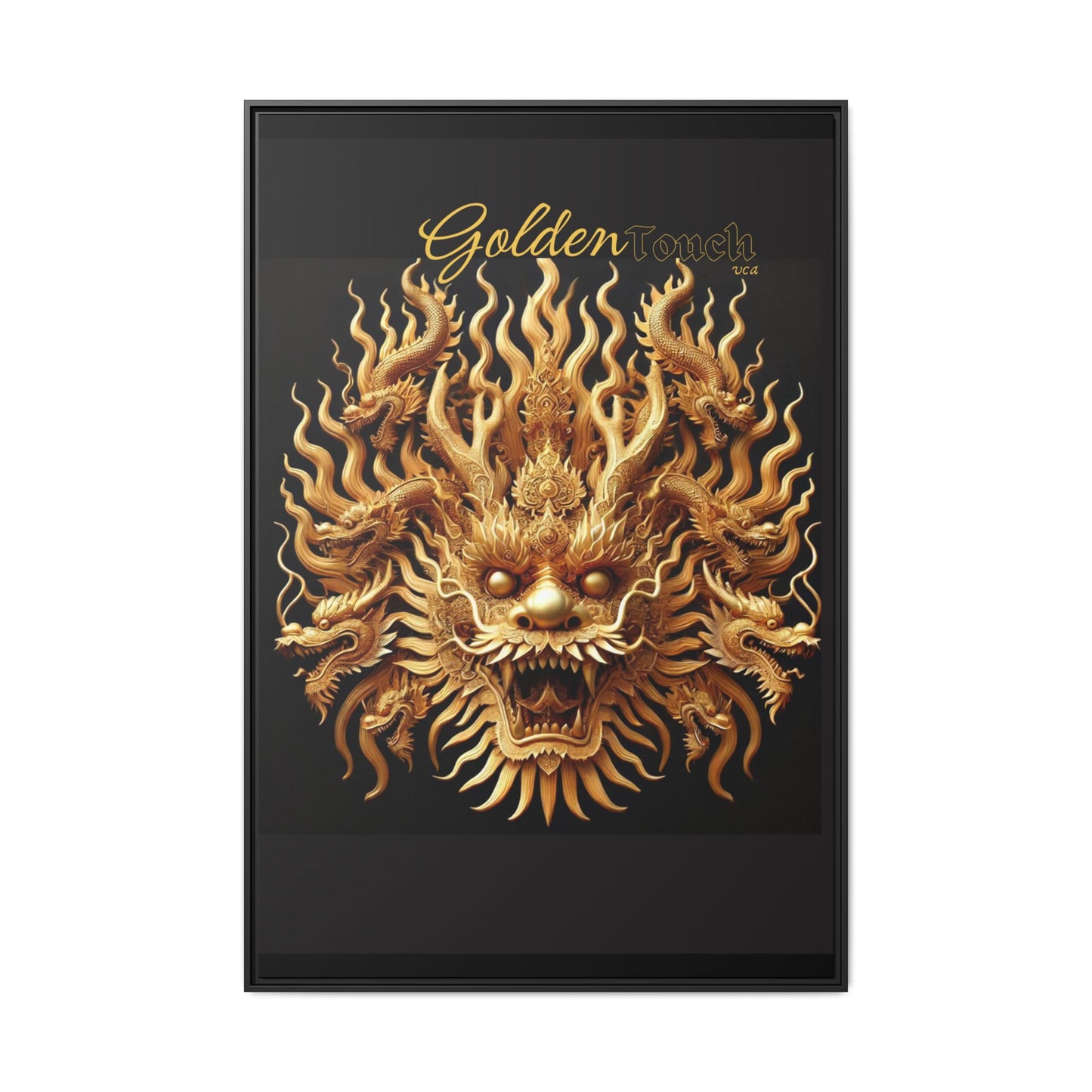 "Golden Touch" Collection - Canvas Wall Art - 'Majestic Nine-Headed Dragon' by vca