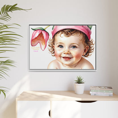 "Little Artful Treasures" Collection - 'Tulip' - Art Framed Matte Canvas Baby Portrait by vca