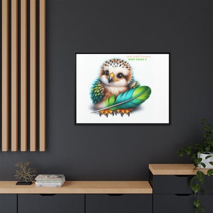 "Little Artful Treasures" Collection - Framed Canvas Wall Art— 'Baby Eagle 3 with Eagle Feather' by vca