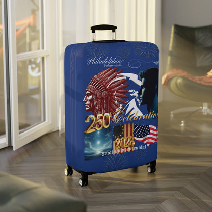 'Legacy of Liberty' Collection - Luggage Cover by vca —250th Anniversary -- Semi‑Quincentennial Travel Accessory, 2-sided - Blue