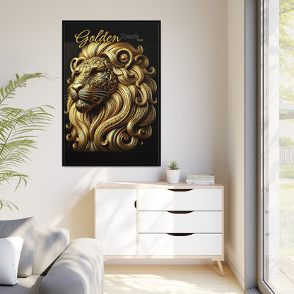 "Golden Touch" Collection - Framed Canvas Art - 'Golden Majesty' Lion by vca