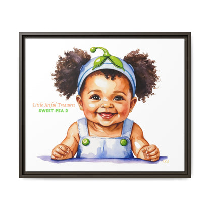 "Little Artful Treasures" Collection - Framed Canvas Print — "Sweet Pea 2" Baby Portrait by vca