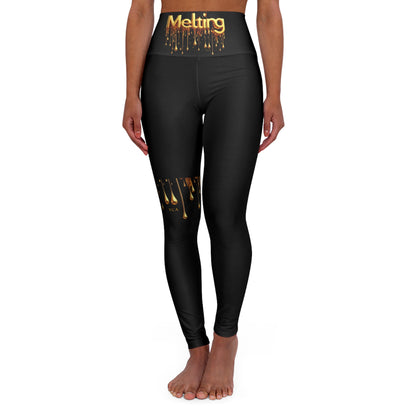 "Golden Touch" Collection, High Waisted Yoga '24k Melting Gold' Designer Leggings by vca