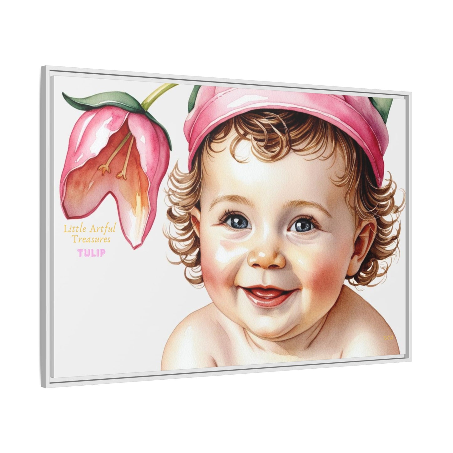 "Little Artful Treasures" Collection - 'Tulip' - Art Framed Matte Canvas Baby Portrait by vca