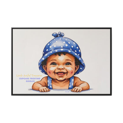"Little Artful Treasures" Collection - 'Cupcake Frosting Giggles' by vca - Framed Baby Wall Art (Matte Canvas)