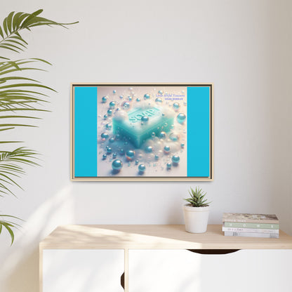 "Little Artful Treasures" Collection - Framed Matte Canvas Wall Art — 'Soap Bubbles' by vca - Blue