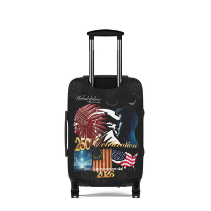 "Legacy of Liberty" Collection - Luggage Cover design by vca - Semi-Quincentennial Travel Accessory, 2-sided - Black