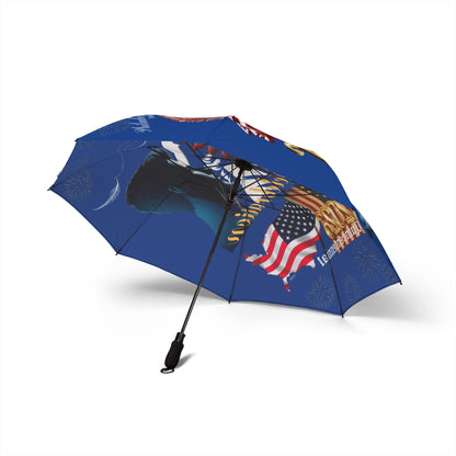 "Legacy of Liberty" Collection - 250th Celebration Foldable Umbrella, (Semi-Automatic) — Designer Umbrella by vca -Blue