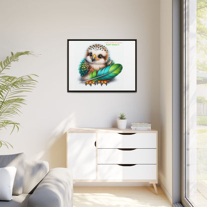 "Little Artful Treasures" Collection - Framed Canvas Wall Art— 'Baby Eagle 3 with Eagle Feather' by vca