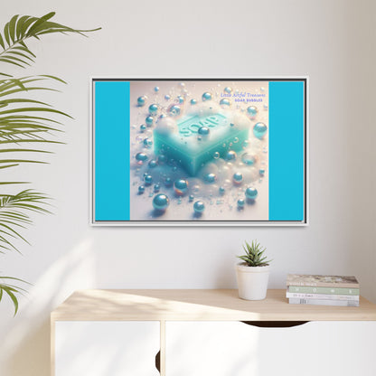 "Little Artful Treasures" Collection - Framed Matte Canvas Wall Art — 'Soap Bubbles' by vca - Blue