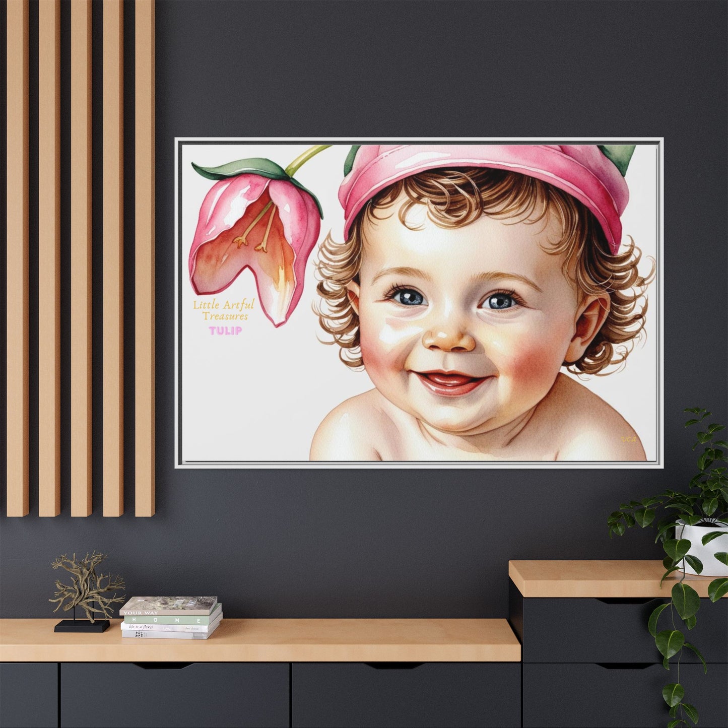 "Little Artful Treasures" Collection - 'Tulip' - Art Framed Matte Canvas Baby Portrait by vca