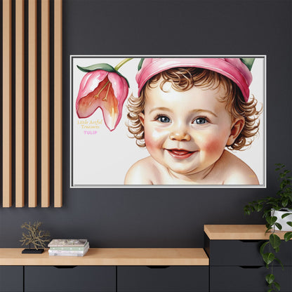 "Little Artful Treasures" Collection - 'Tulip' - Art Framed Matte Canvas Baby Portrait by vca