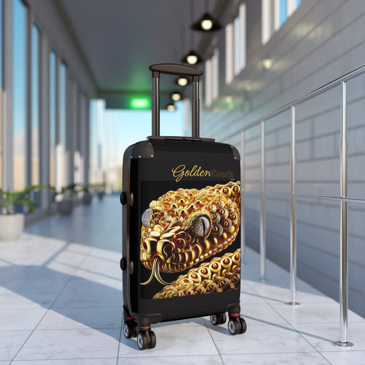 "Golden Touch" Collection - 'Snake Crystal Eyes' design by vca - Designer Luggage Set