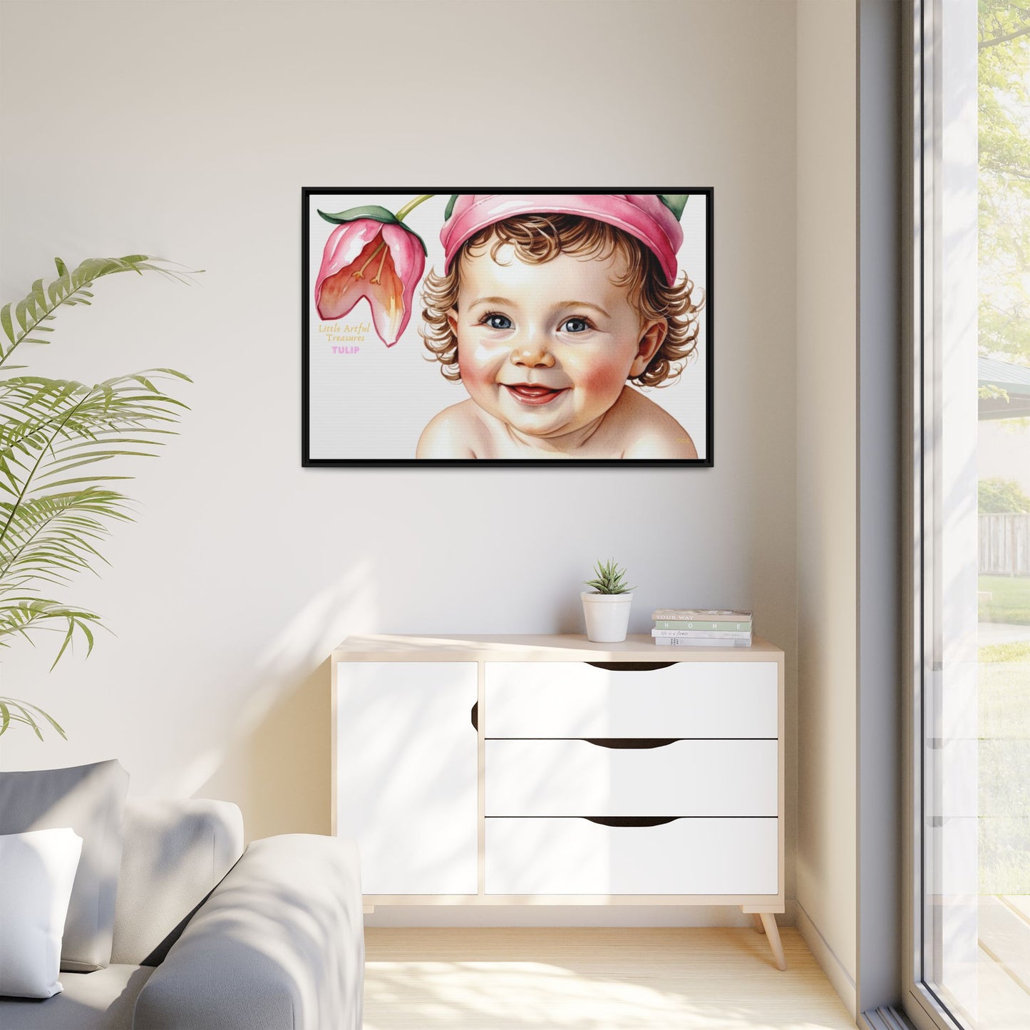 "Little Artful Treasures" Collection - 'Tulip' - Art Framed Matte Canvas Baby Portrait by vca