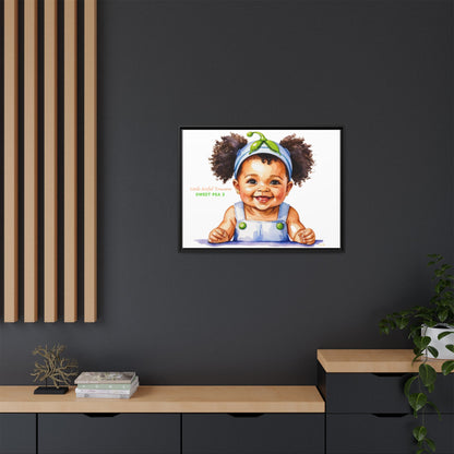 "Little Artful Treasures" Collection - Framed Canvas Print — "Sweet Pea 2" Baby Portrait by vca