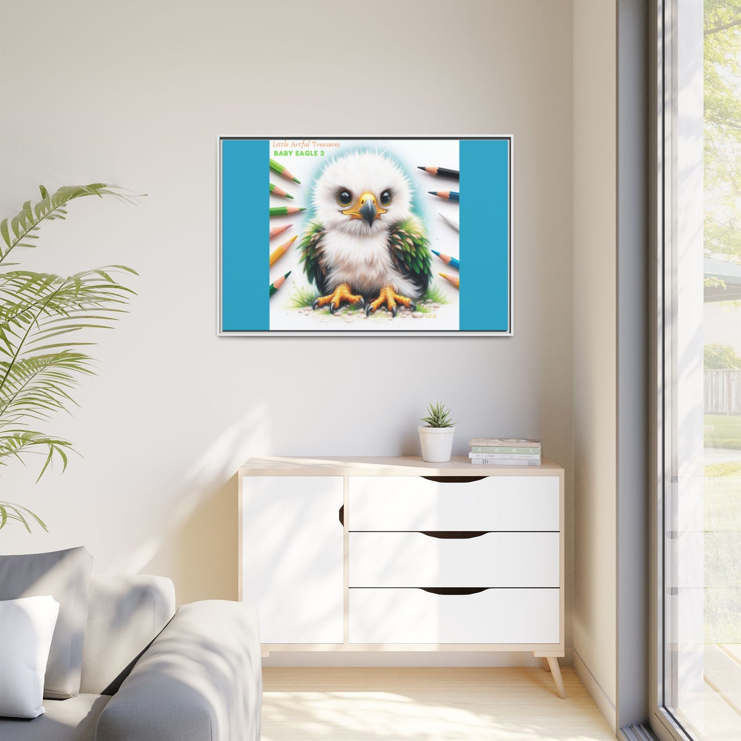 "Little Artful Treasures" Collection - Framed Canvas Wall Art — "Baby Eagle 2" by vca