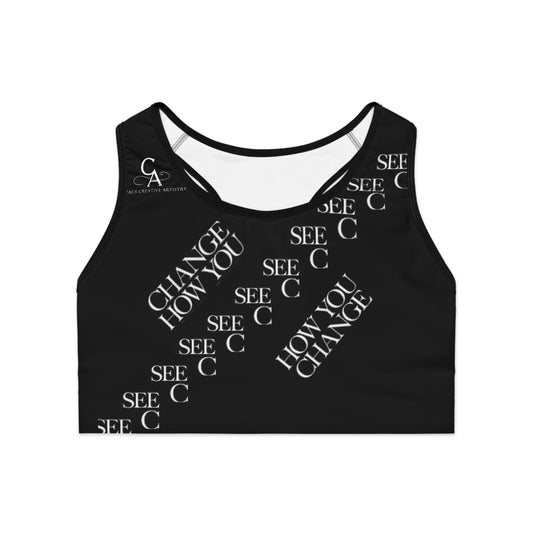 "Elevated Style" Collection - 'C Change' Design by vca - Sports Bra