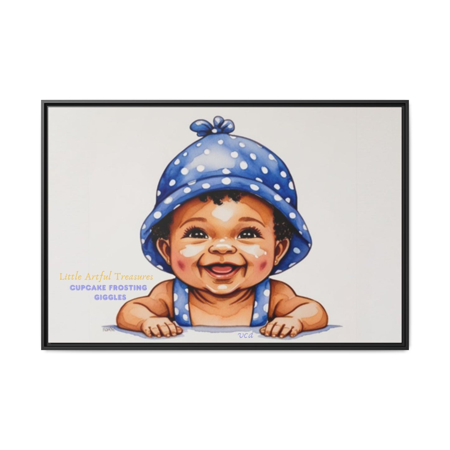 "Little Artful Treasures" Collection - 'Cupcake Frosting Giggles' by vca - Framed Baby Wall Art (Matte Canvas)