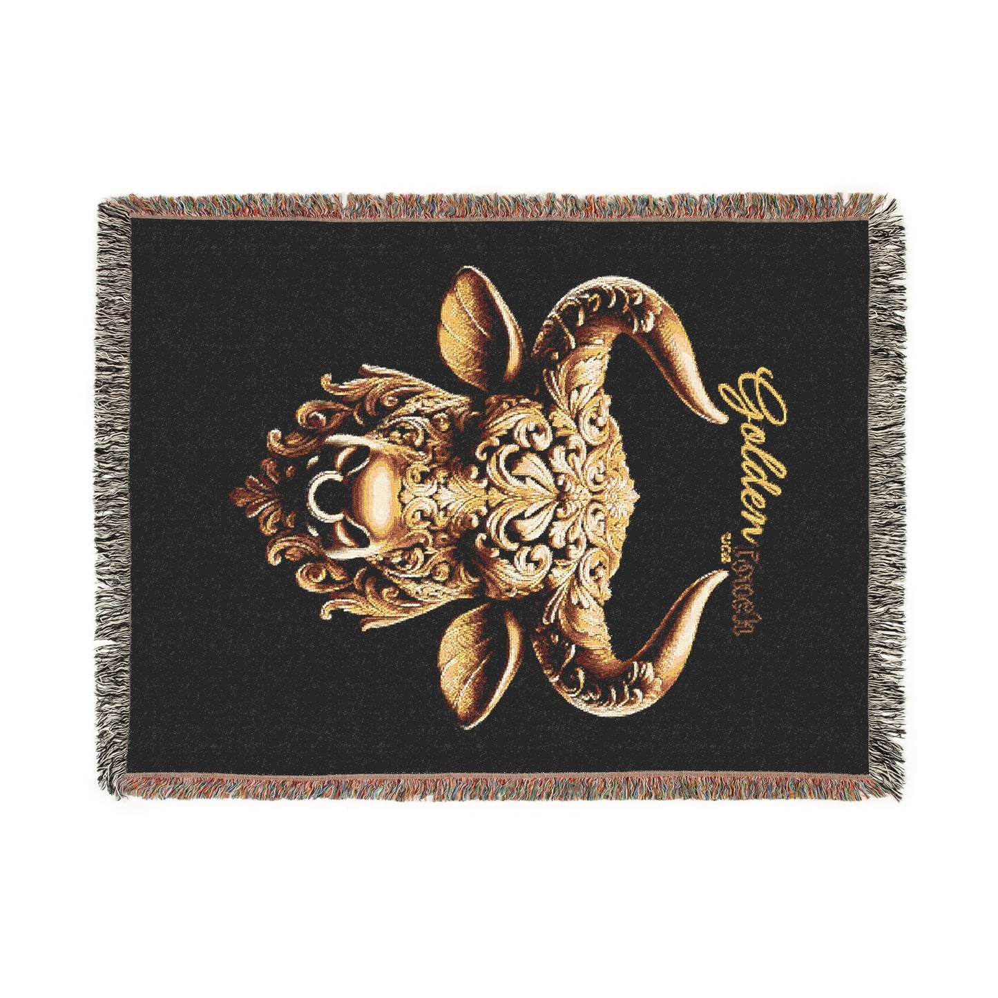 "Golden Touch" Collection - 'TaurusHead2' design by vca - Designer Woven Blanket