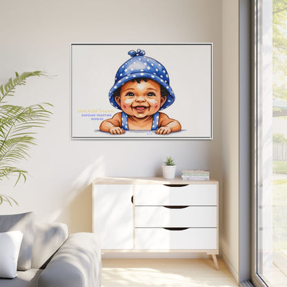 "Little Artful Treasures" Collection - 'Cupcake Frosting Giggles' by vca - Framed Baby Wall Art (Matte Canvas)