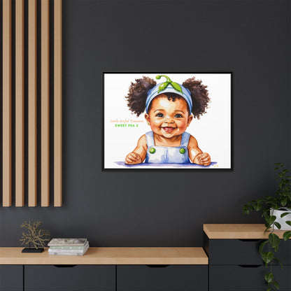 "Little Artful Treasures" Collection - Framed Canvas Print — "Sweet Pea 2" Baby Portrait by vca