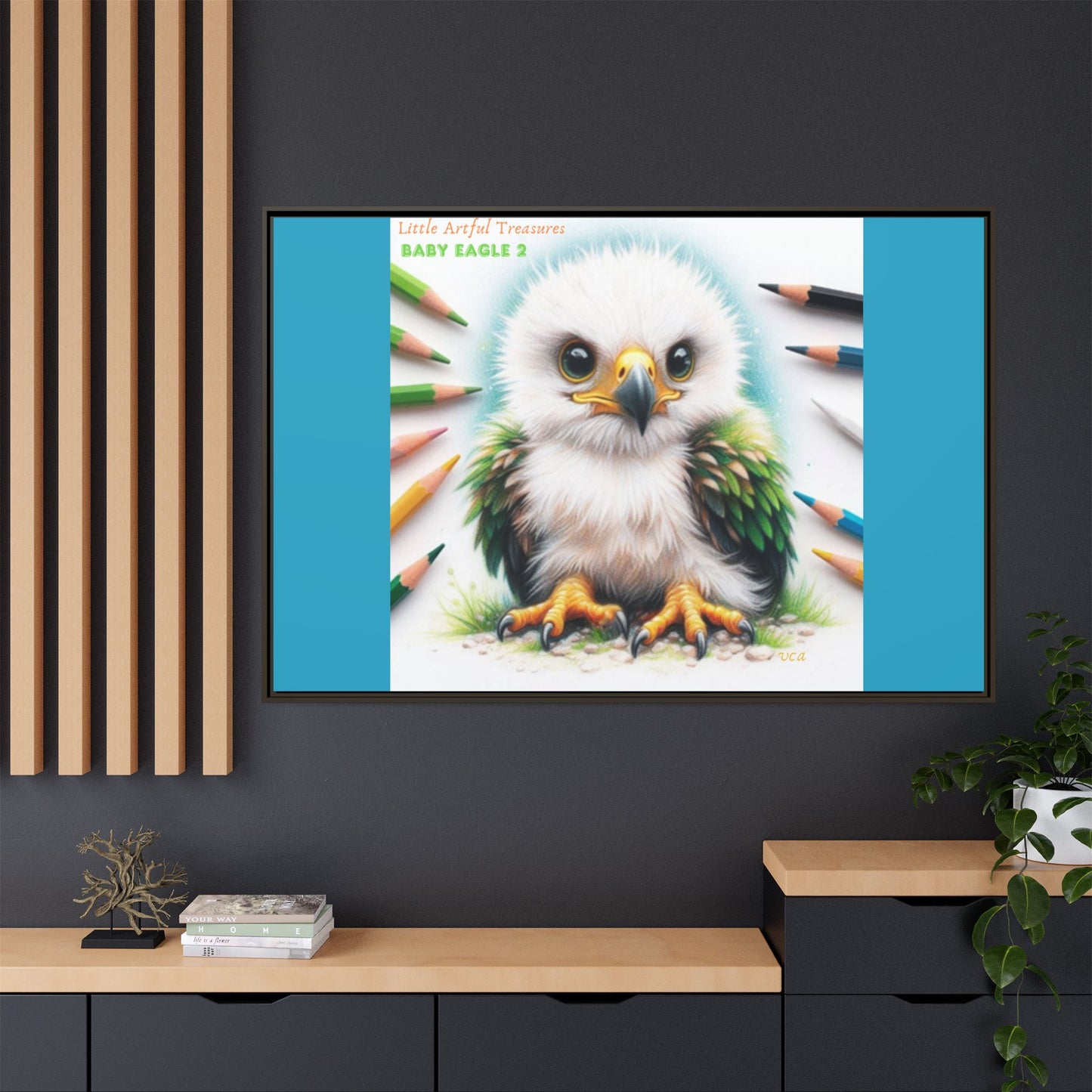 "Little Artful Treasures" Collection - Framed Canvas Wall Art — "Baby Eagle 2" by vca