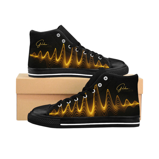 "Golden Touch" Collection - Designer "24k Golden" pulse high-top sneakers by vca - Black