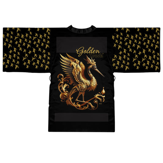 "Golden Touch" Collection - Designer Kimono '24k Crane' by vca - Black with Gold