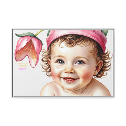 "Little Artful Treasures" Collection - 'Tulip' - Art Framed Matte Canvas Baby Portrait by vca
