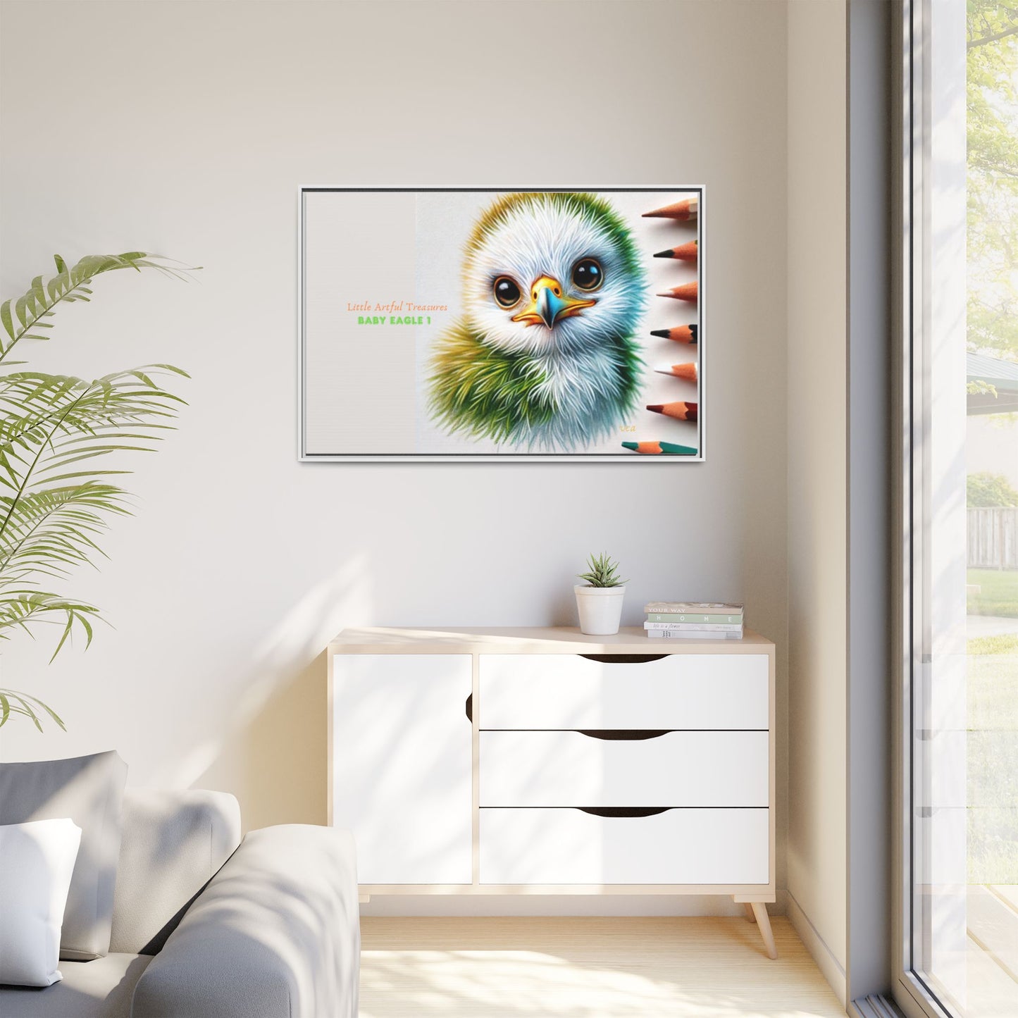 "Little Artful Treasures" Collection - Framed Matte Canvas - 'Baby Eagle 1' by vca
