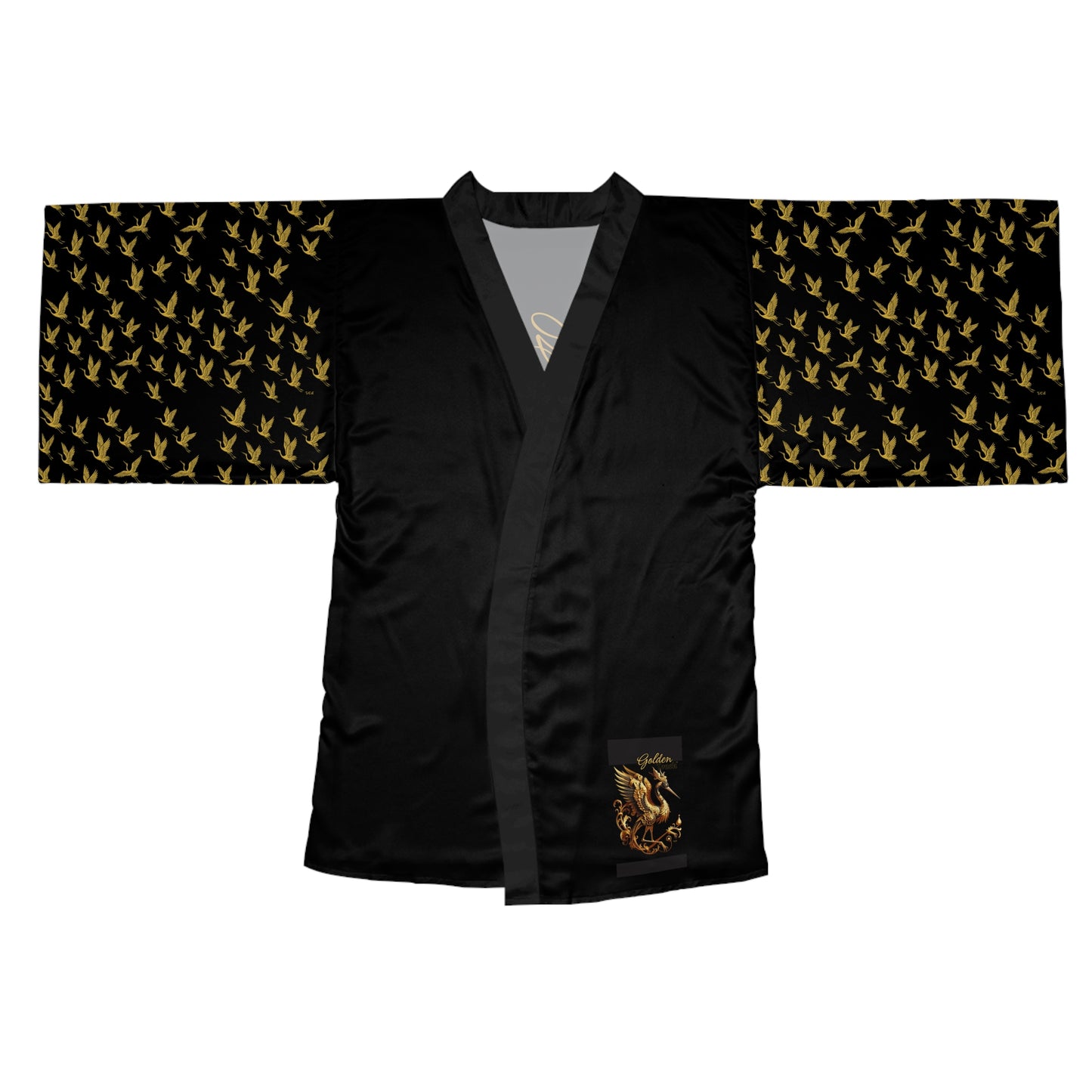 "Golden Touch" Collection - Designer Kimono '24k Crane' by vca - Black with Gold